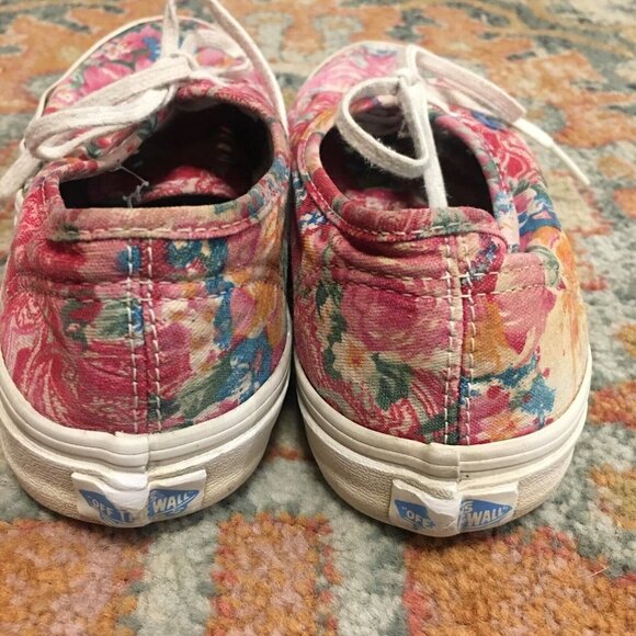 VANS Red Blue Floral Canvas Low Sneakers Shoes Unisex Women's 7 Men's 5.5 - Picture 5 of 12